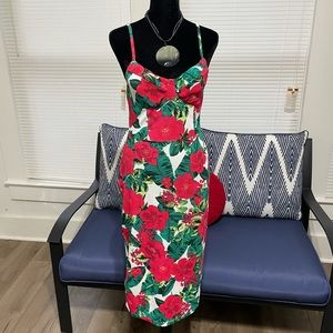 Stretch pin up dress very comfortable with rose flower details